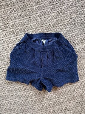 aerie Navy High-Waist Corduroy Shorts
